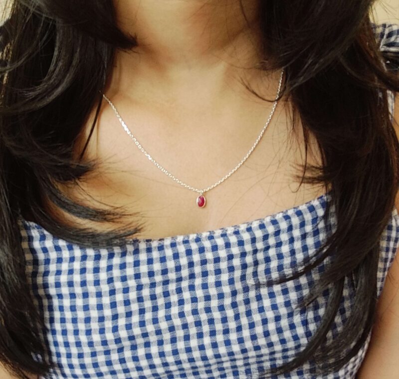 Dyed Ruby Chain Necklace - Image 2