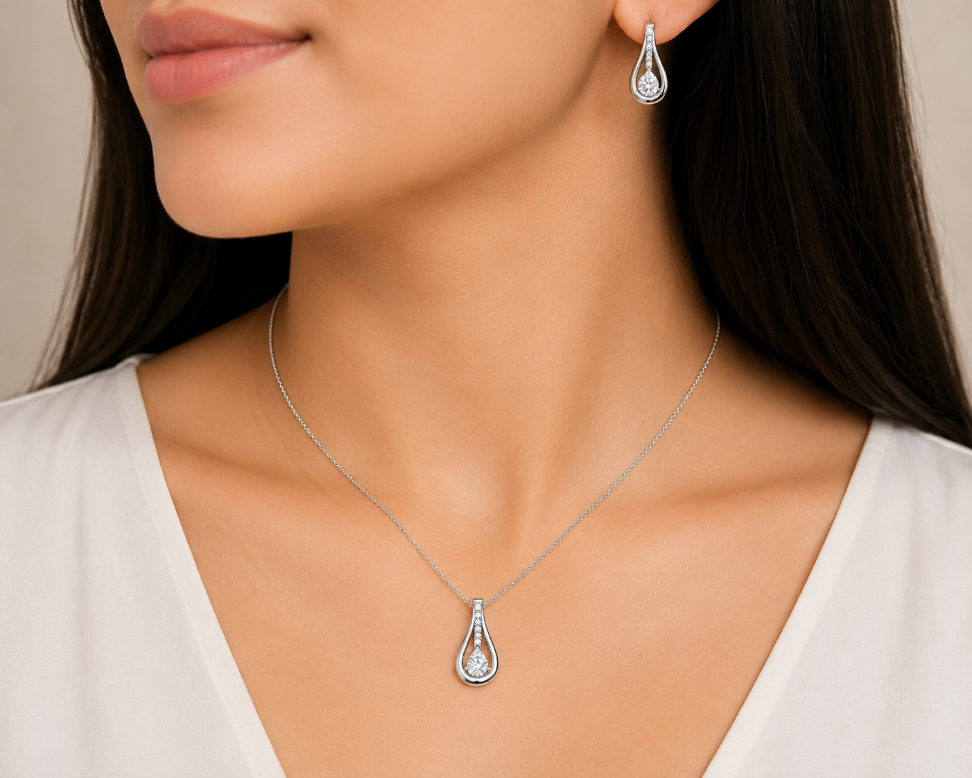Pear Shape Pendent and Earring Set - Image 6