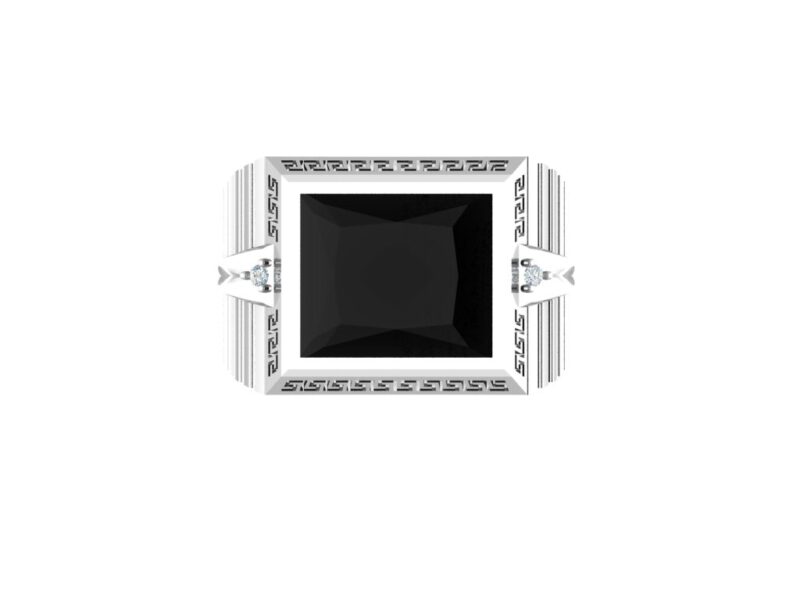 Bold Black Stone Mens Ring