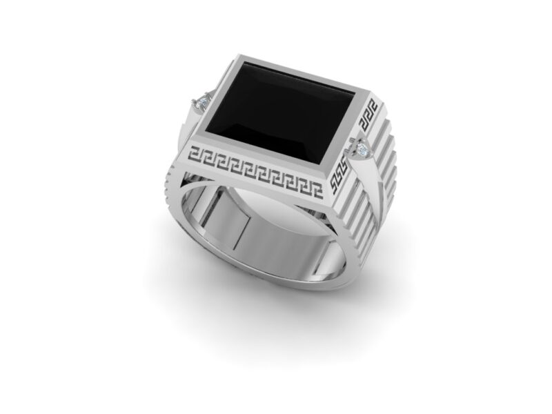 Bold Black Stone Mens Ring - Image 2