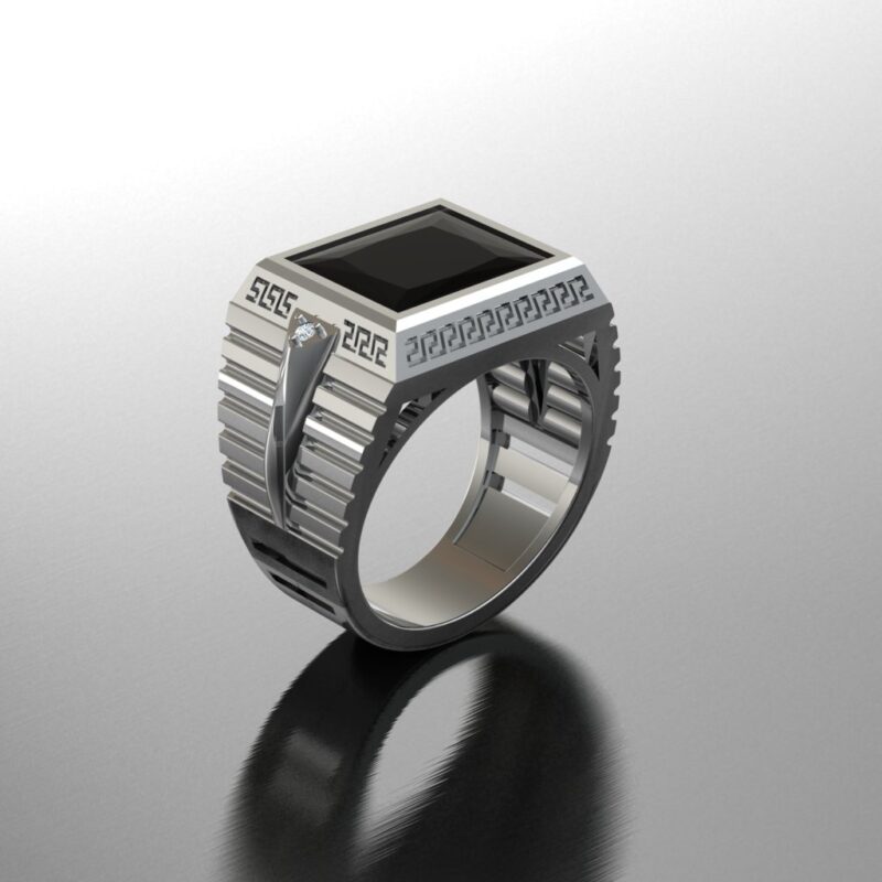 Bold Black Stone Mens Ring - Image 3