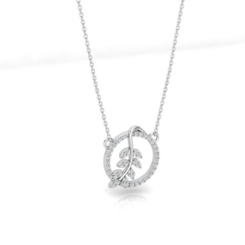 925 Sterling Silver Round Leafy Necklace