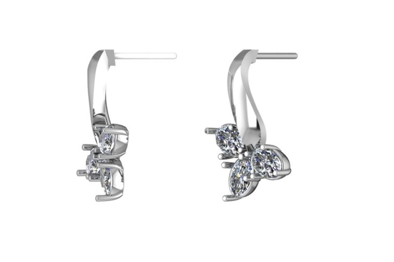 3 Stone Leaf Earrings - Image 2