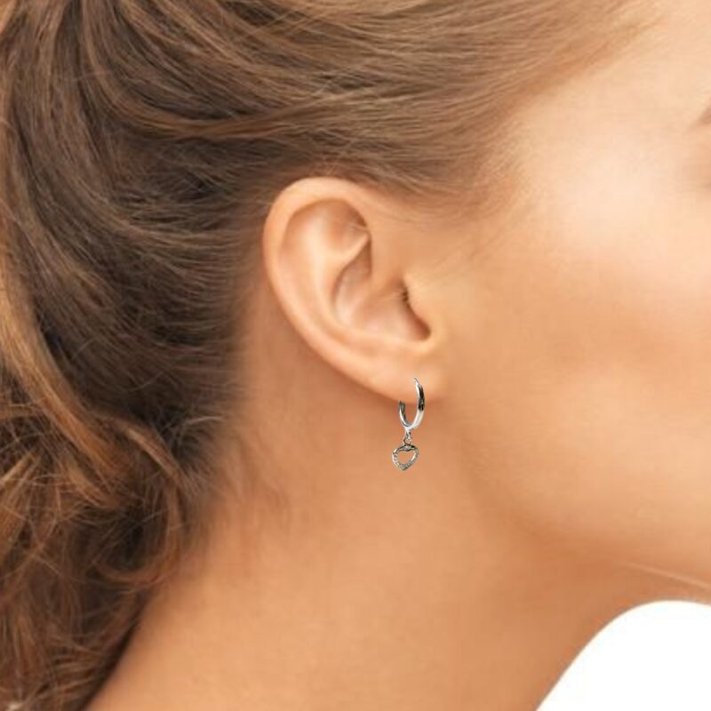 Heart Dangler Hoop Earrings - Image 2