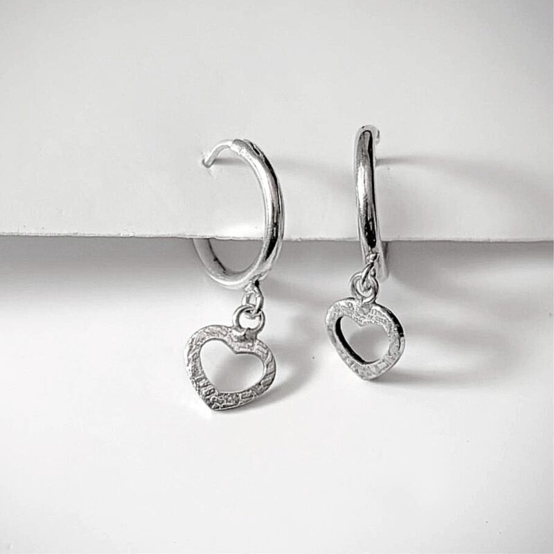 Heart Dangler Hoop Earrings - Image 3