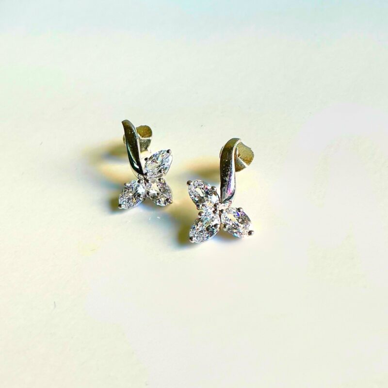 3 Stone Leaf Earrings - Image 4