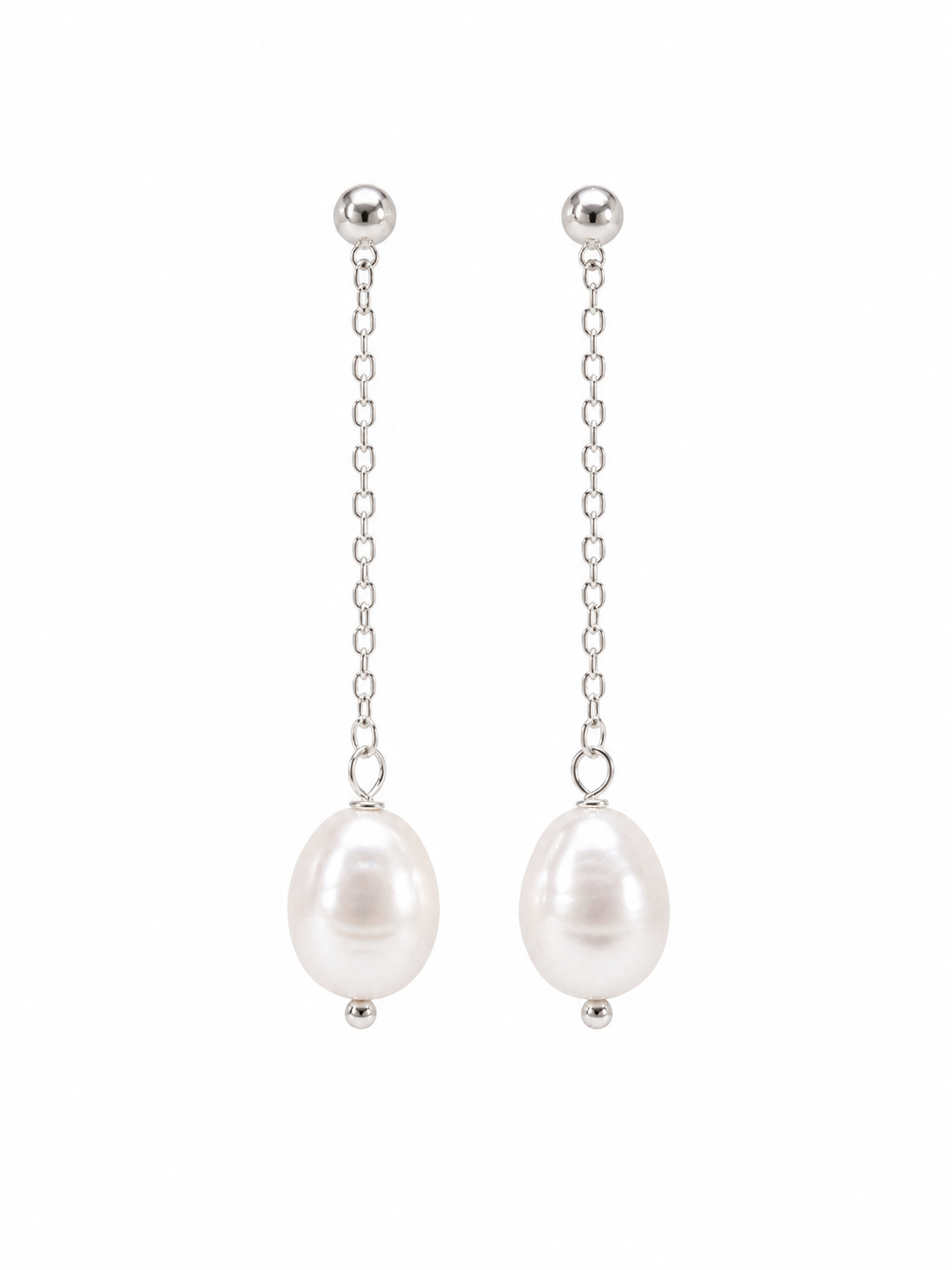 White Pearl Chain Danglers